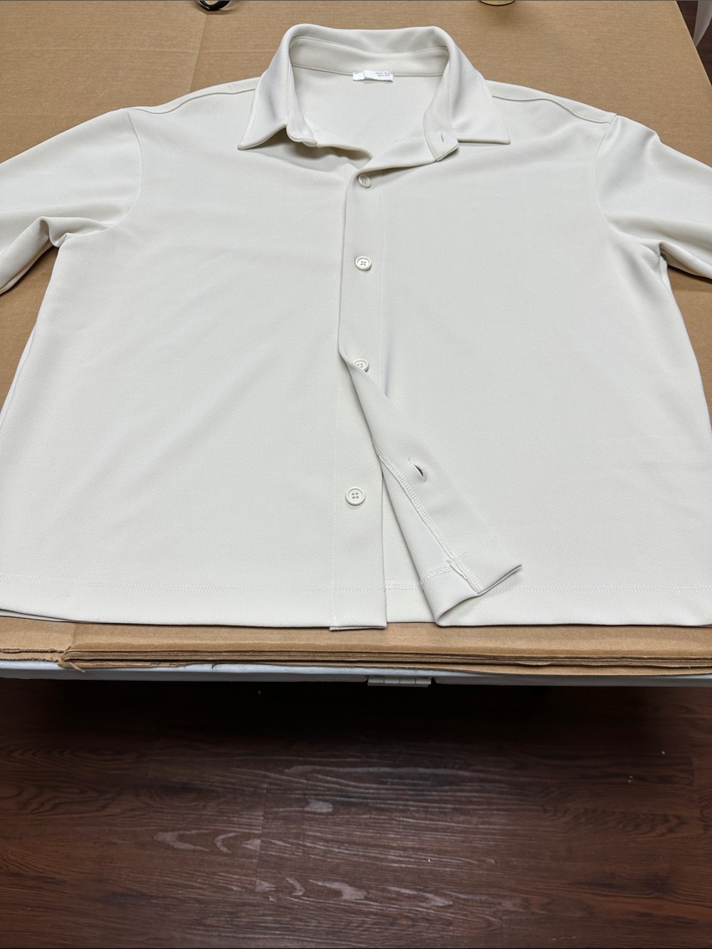 Zara Men's Button-Down Polo Shirt in Off-White